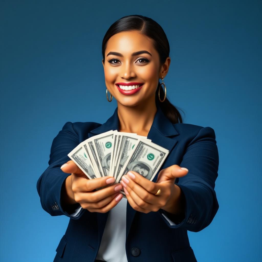 V5 — Woman 20s, navy power suit