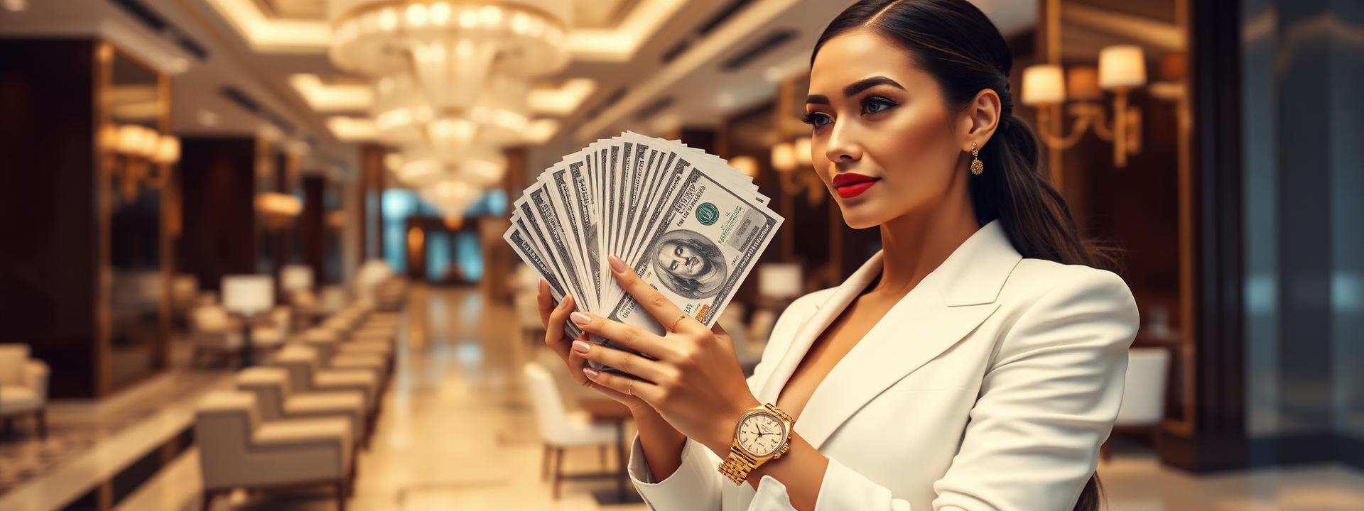 V106 — Woman in white power suit with fanned $100 bills, Rolex — wealth banner wealth-banner-106 (Luxury) illustrating make money online with affiliate links. A visual guide to top converting affiliate offers that help creators earn recurring monthly commissions through referral commissions. Featured on the Best Affiliate Links directory of best affiliate links on the web, Amazon Associates program, Amazon affiliate storefront links, and ClickBank digital product marketplace offers. Perfect for influencer income streams, TikTok creator affiliate revenue, and YouTube description affiliate links looking to build a full time online income. Explore fintech affiliate revenue share, AI tools affiliate program, and e-commerce affiliate storefront alongside classic Amazon Associates program inventory. Every listing is a curated affiliate link library focused on Make Money Online with www.Best-Affilliate-Links.com.