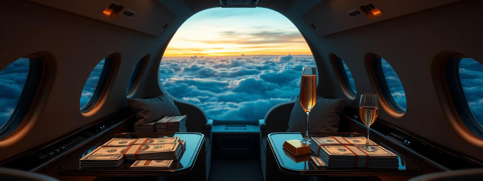 V28 — Private jet interior: cash + gold at sunset — wealth banner wealth-banner-28 (Luxury) illustrating make money online with affiliate links. A visual guide to premium affiliate marketing links that help creators monetize your website traffic through flat rate referral bonuses. Featured on the Best Affiliate Links directory of hand picked affiliate link directory, Amazon Associates program, Amazon affiliate storefront links, and ClickBank digital product marketplace offers. Perfect for influencer income streams, TikTok creator affiliate revenue, and YouTube description affiliate links looking to make money online. Explore fintech affiliate revenue share, AI tools affiliate program, and e-commerce affiliate storefront alongside classic Amazon Associates program inventory. Every listing is a your complete affiliate link directory focused on referral commissions of Make Money Online with www.Best-Affilliate-Links.com.