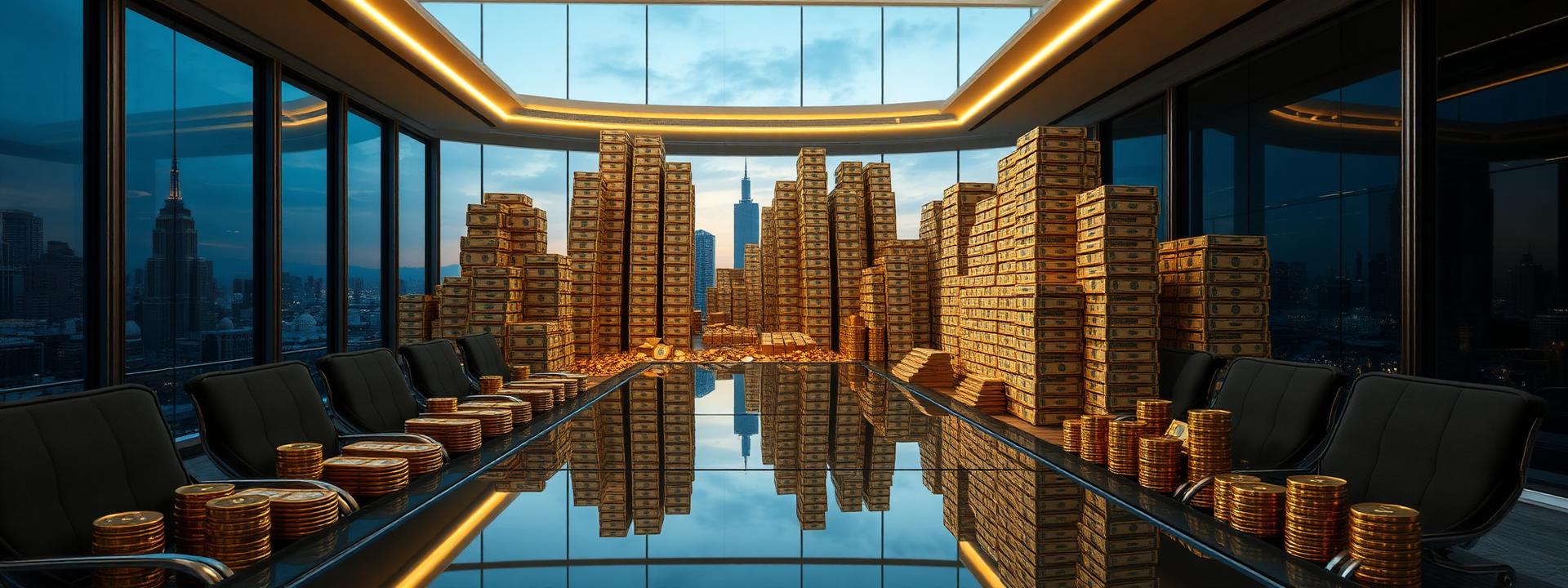 V51 — Futuristic corporate boardroom: gold bar towers + cash + coins, dusk skyline — wealth banner wealth-banner-51 (3D Business) illustrating make money online with affiliate links. A visual guide to hand picked affiliate link directory that help creators make money online through partner referral program rewards. Featured on the Best Affiliate Links directory of premium affiliate marketing links, ClickBank affiliate offers, ShareASale merchant network, and Impact.com partnerships network offers. Perfect for newsletter monetization strategy, podcast sponsor and affiliate income, and content creator monetization looking to monetize your website traffic. Explore VPN partner program bounties, credit card affiliate CPA payouts, and insurance lead referral bonuses alongside classic ClickBank affiliate offers inventory. Every listing is a one place for every high Make Money Online with www.Best-Affilliate-Links.com.