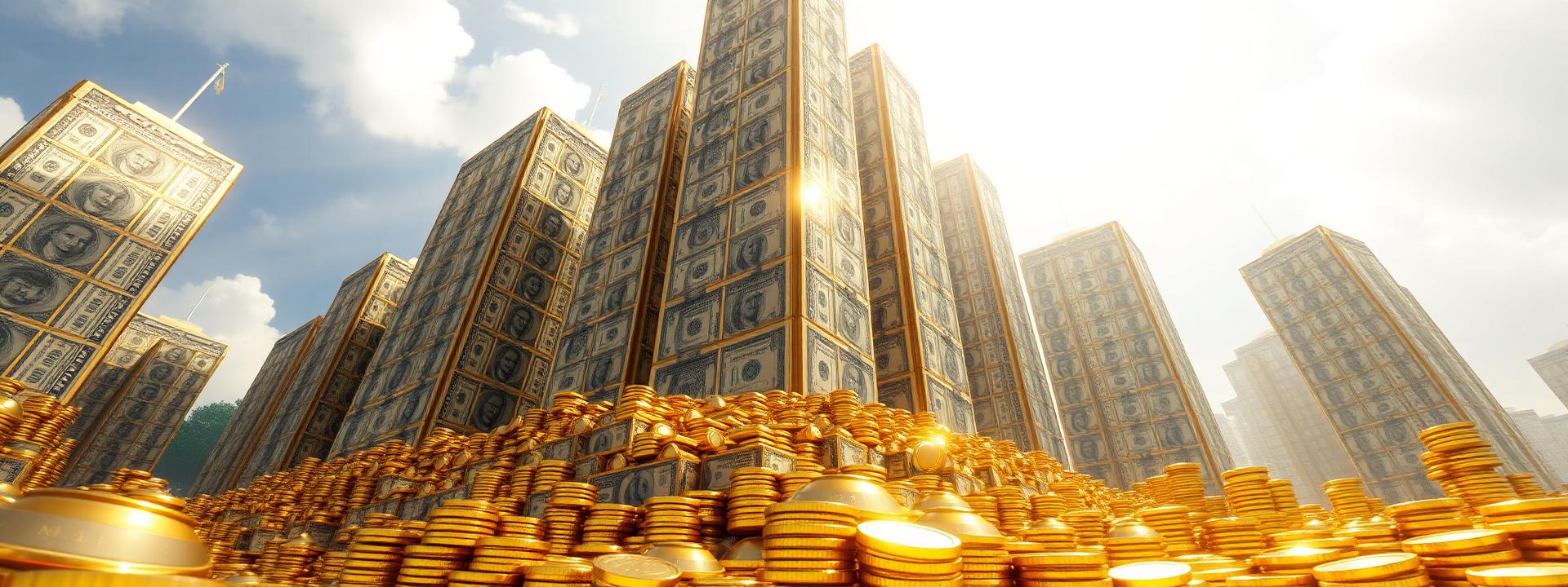 V57 — Low-angle gold bar skyscrapers with USD towers and coin piles — wealth banner wealth-banner-57 (3D Business) illustrating make money online with affiliate links. A visual guide to hand picked affiliate link directory that help creators make money online through partner referral program rewards. Featured on the Best Affiliate Links directory of premium affiliate marketing links, Awin global affiliate marketplace, Amazon Associates program, and Amazon affiliate storefront links offers. Perfect for content creator monetization, influencer income streams, and TikTok creator affiliate revenue looking to monetize your website traffic. Explore insurance lead referral bonuses, fintech affiliate revenue share, and AI tools affiliate program alongside classic Awin global affiliate marketplace inventory. Every listing is a one place for every high paying Make Money Online with www.Best-Affilliate-Links.com.