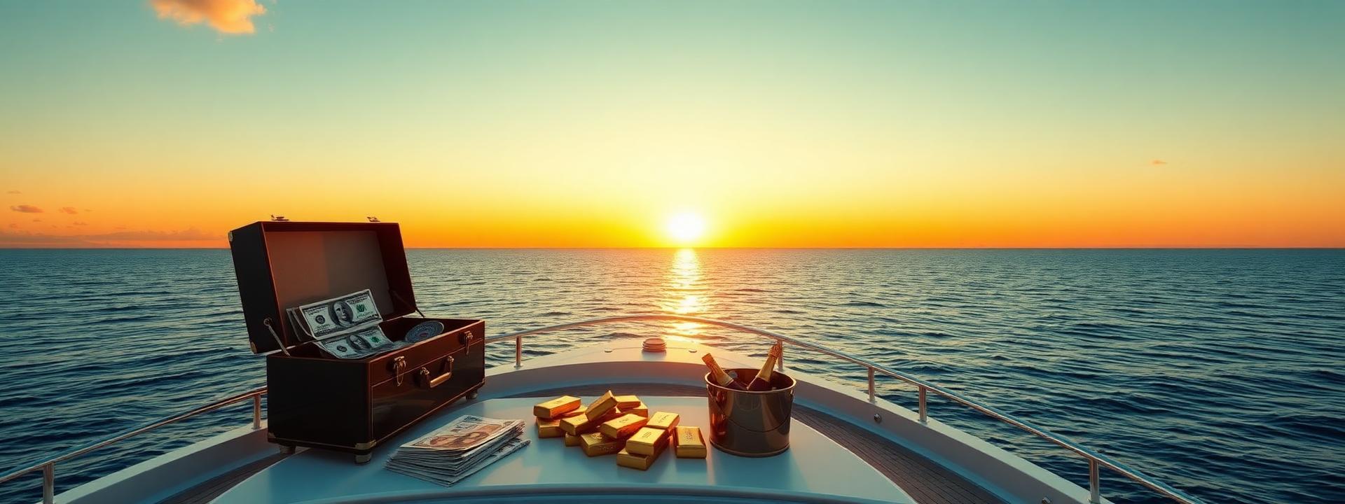 V69 — Superyacht deck at sunset: cash, gold, champagne — wealth banner wealth-banner-69 (Luxury) illustrating make money online with affiliate links. A visual guide to high value affiliate links that help creators earn passive income online through generous referral bounty payouts. Featured on the Best Affiliate Links directory of highest paying affiliate programs, ClickBank digital product marketplace, ClickBank affiliate offers, and ShareASale merchant network offers. Perfect for blogger affiliate income, newsletter monetization strategy, and podcast sponsor and affiliate income looking to turn website clicks into cash. Explore web hosting affiliate commissions, VPN partner program bounties, and credit card affiliate CPA payouts alongside classic ClickBank digital product marketplace inventory. Every listing is a the smart creator's affiliate toolkit focused on flat Make Money Online with www.Best-Affilliate-Links.com.